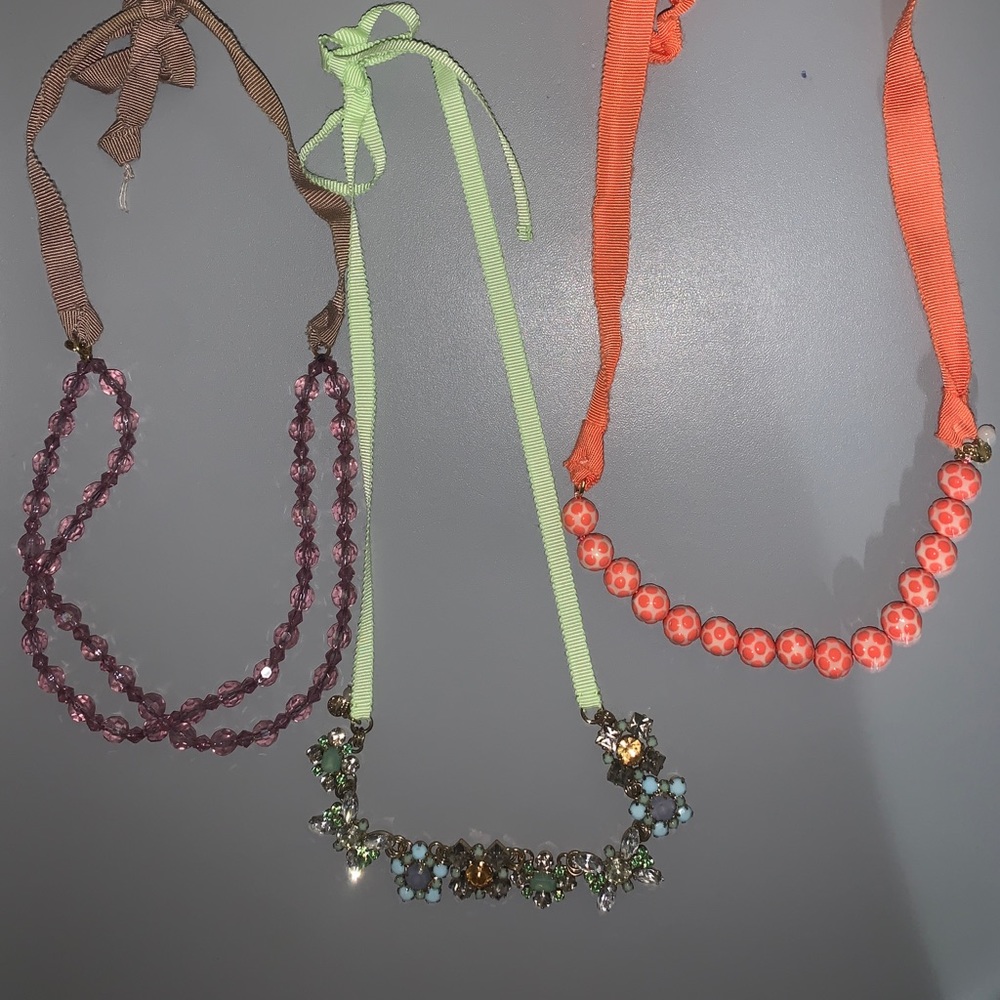 Three J Crew Ribbon Necklaces